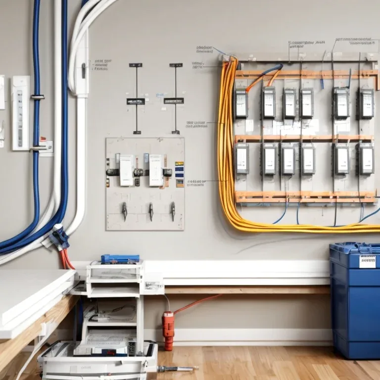 Plano esquemático de distribución eléctrica residencial con rutas de cableado